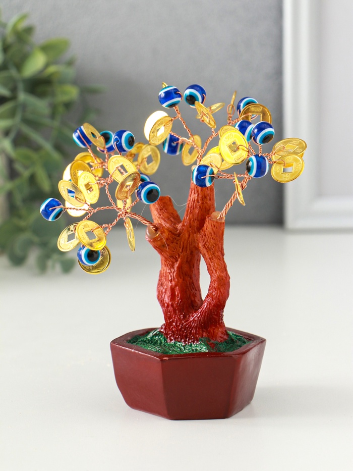 Бонсай декоративный «Денежное дерево», 16 глазок, 32 монеты, 16×6.7×5.2 см