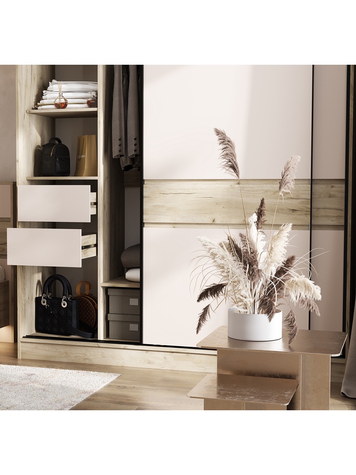 Шкаф – купе «Роджина», 1800×520×2400 мм, цвет кашемир/дуб крафт серый