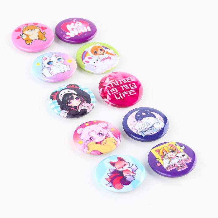 Значок металлический закатной «Милые анимешки», d=2.5 см, МИКС