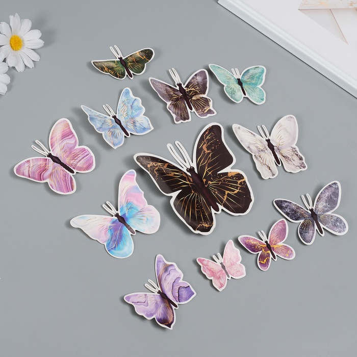 Набор магнитов на холодильник «Мрамор с золотом», 12 шт., картон, h=4-10 см