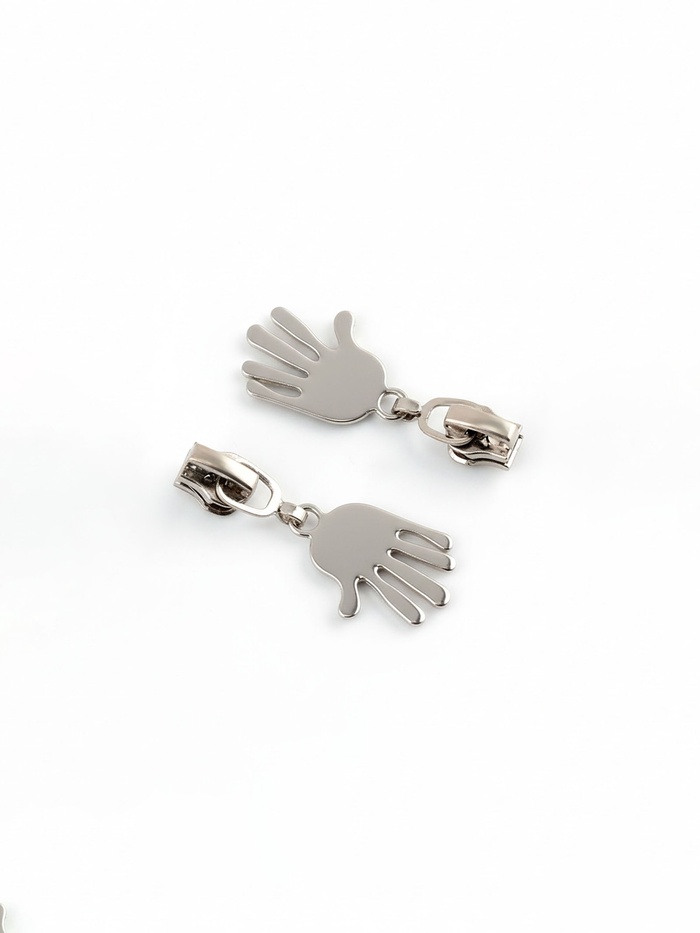 Бегунок для металлической молнии, №3, «Ладонь», 10 шт., цвет никель