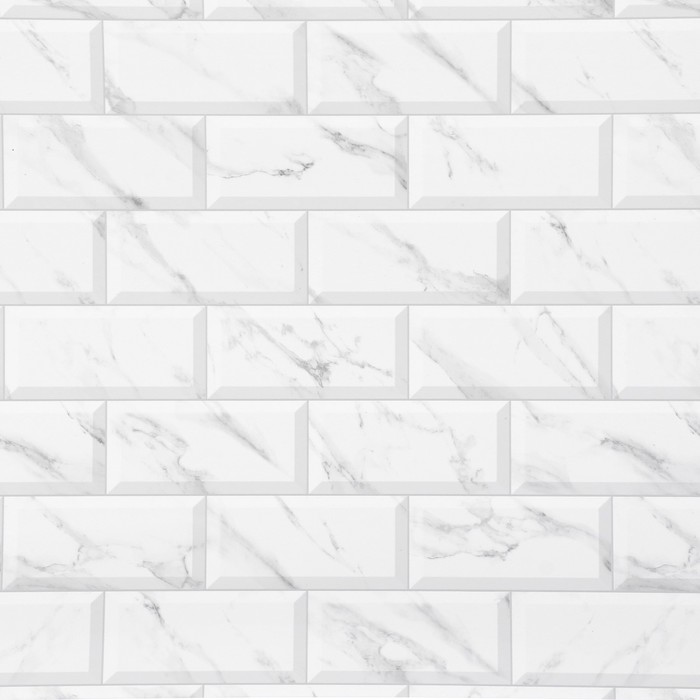 Кухонный фартук на стену «Плитка мрамор», 3000×600 мм, цвет белый