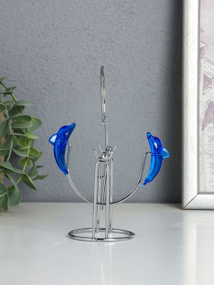 Маятник настольный антистресс «Дельфины: друг за другом с кольцом», 6.5×6.5×14 см