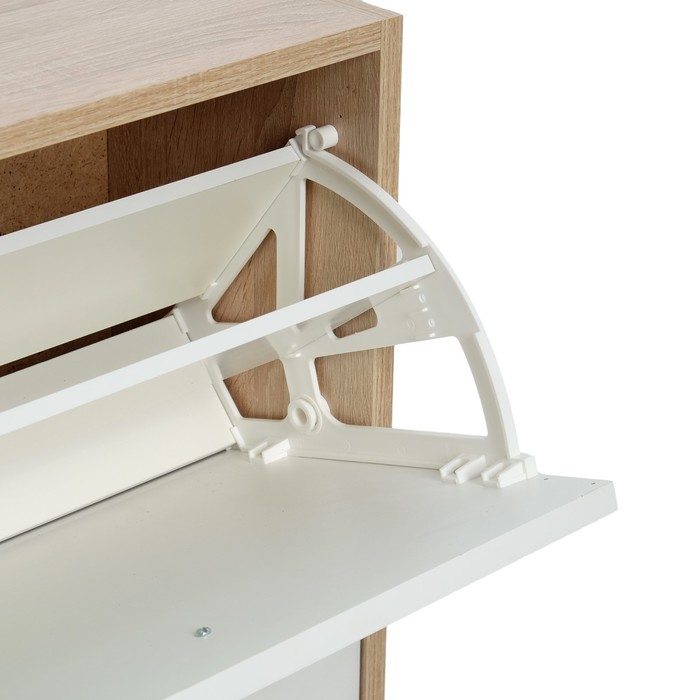 Обувница «Клик Мебель. Приветливая - 4», 6 ящиков, 1186×223×1096 мм, цвет дуб сонома/белый