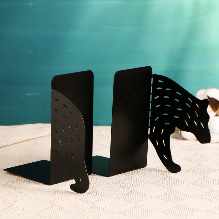 Держатель - подставка для книг «Медведь», набор 2 шт., чёрный