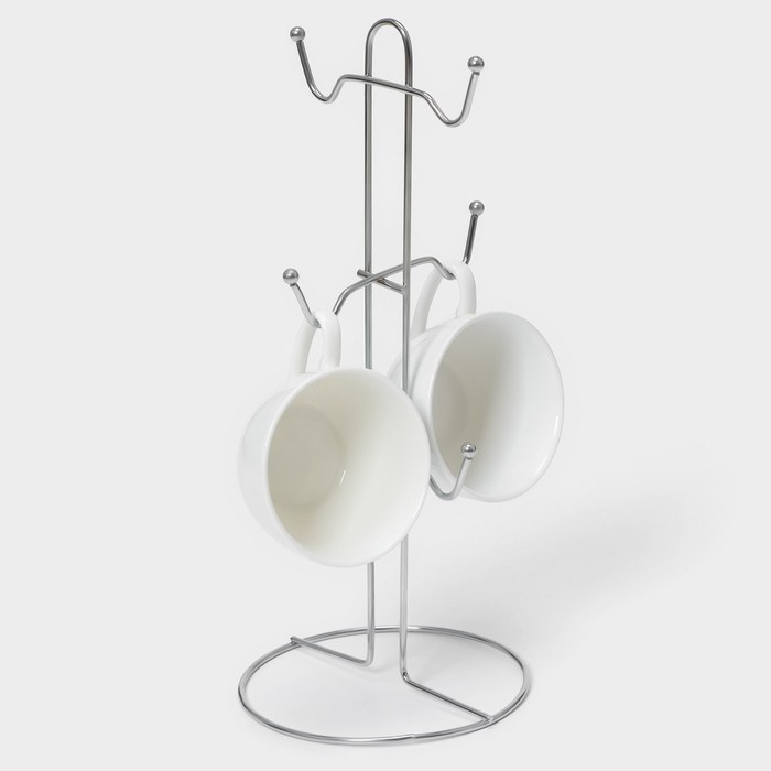 Держатель для кружек на 6 предметов Доляна, 13.5×13.5×31 см, серый