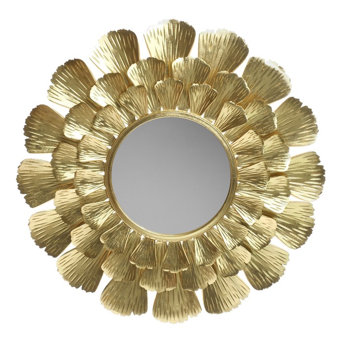 Декор настенный с зеркалом «Цветок. Веер», панно металл под золото, 94×94×7 см