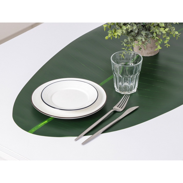 Дорожка на стол «Лист», 106×46 см, зелёная
