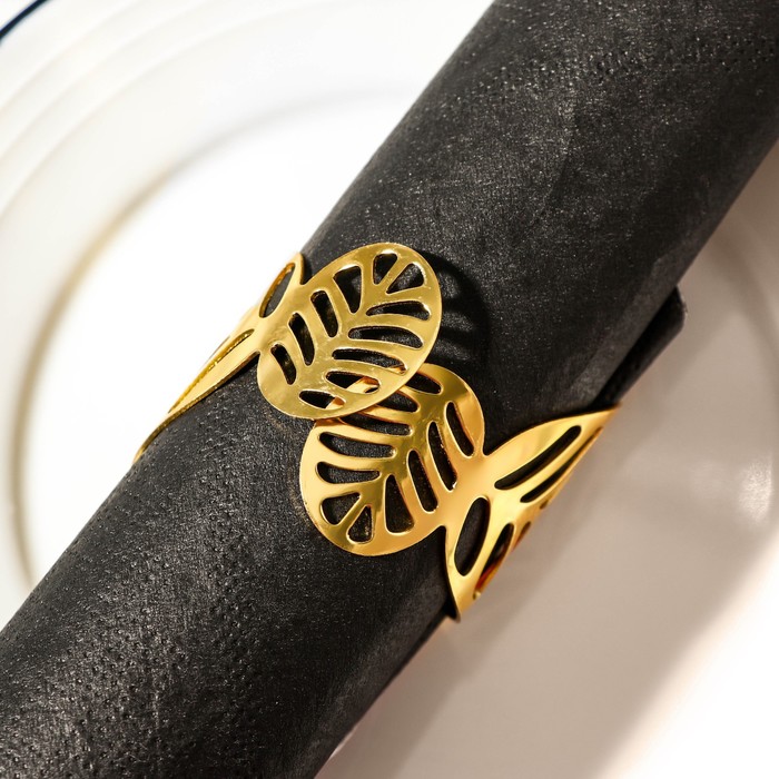 Кольцо для салфетки «Лист», 4.5×4.5×5 см, железо, золотистое