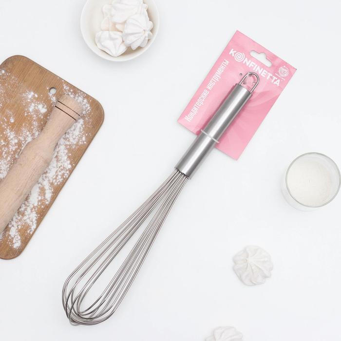Венчик для взбивания с толстыми струнами KONFINETTA, 37×7 см, серебристый
