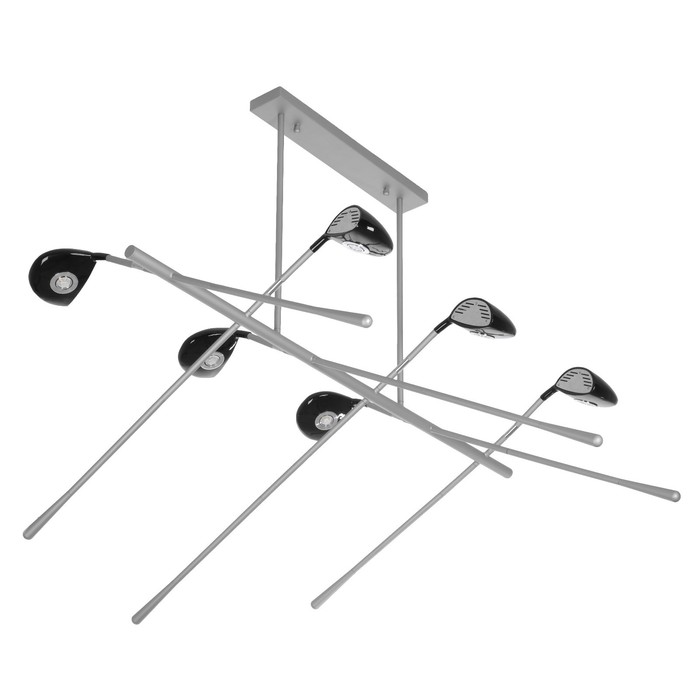 Люстра «6 клюшек» 120×73 см, 6×10 Вт, алюминий, пластик, свечение тёплое белое