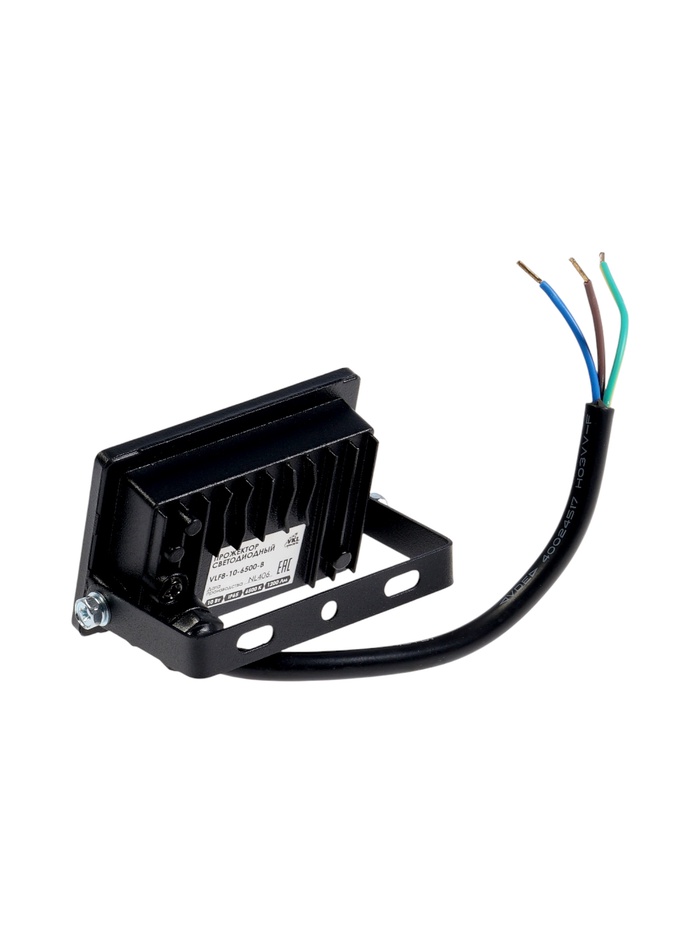 Прожектор светодиодный VKL Electric, 10 Вт, 1200 лм, 6500К, IP65, 220 В чёрный, свечение холодное белое