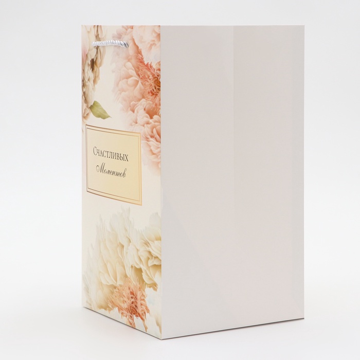 Коробка для цветов с вкладышем, «Счастливых моментов», с ручками, 20×20×35 см