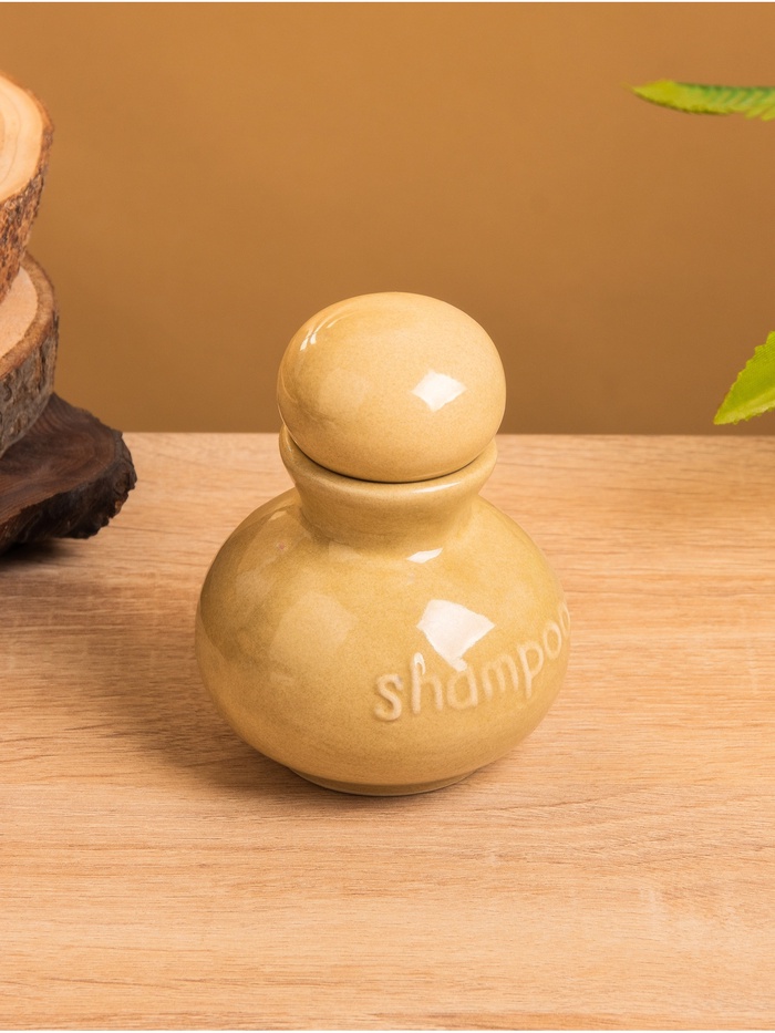 Ёмкость для шампуня, 8.5×8.5×11 см, керамика, бежевая