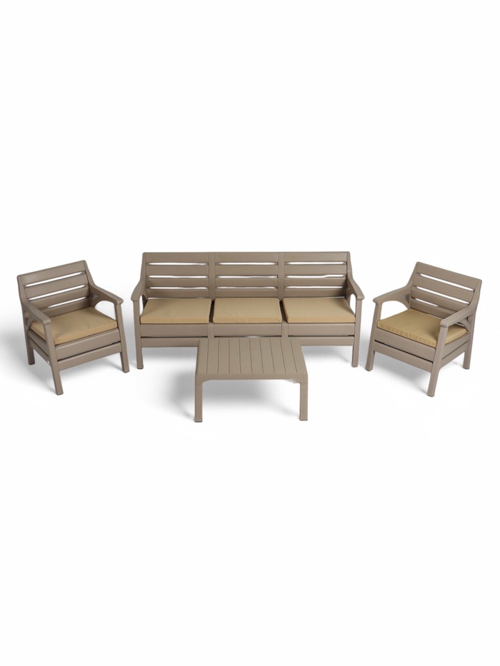 Набор садовой мебели «Евпатория»: 2 кресла, стол, трёхместный диван, бежевый
