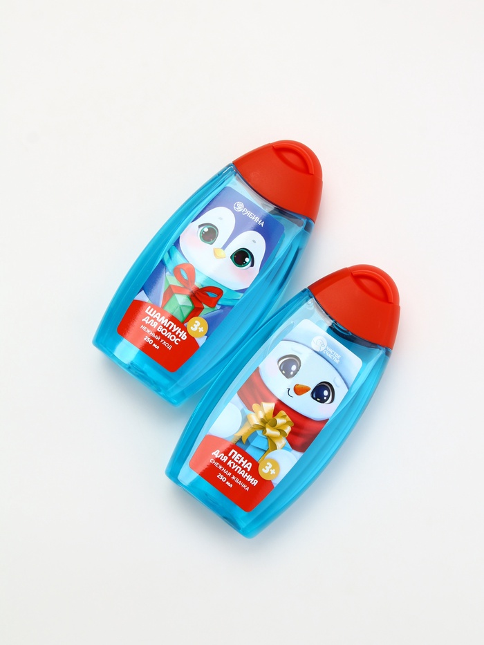Подарочный набор для мальчика «Для тебя»: пена для купания, шампунь для волос и мочалка утка, Чистое счастье