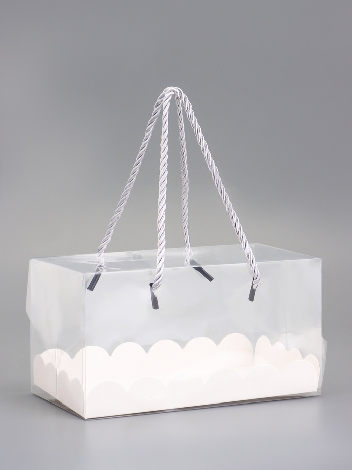 Кондитерская коробка под рулет, белая, с ручками, 18.5×10×10 см