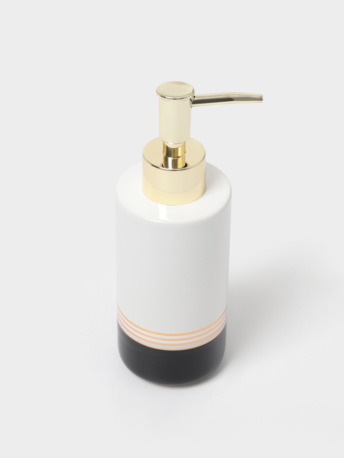 Аксессуары для ванной «Лили», 4 предмета: дозатор 300 мл, мыльница, 2 стакана, бело-чёрные