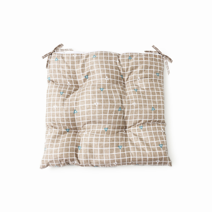 Подушка на стул «Этель. Клетка», 40×40 см, коричневая