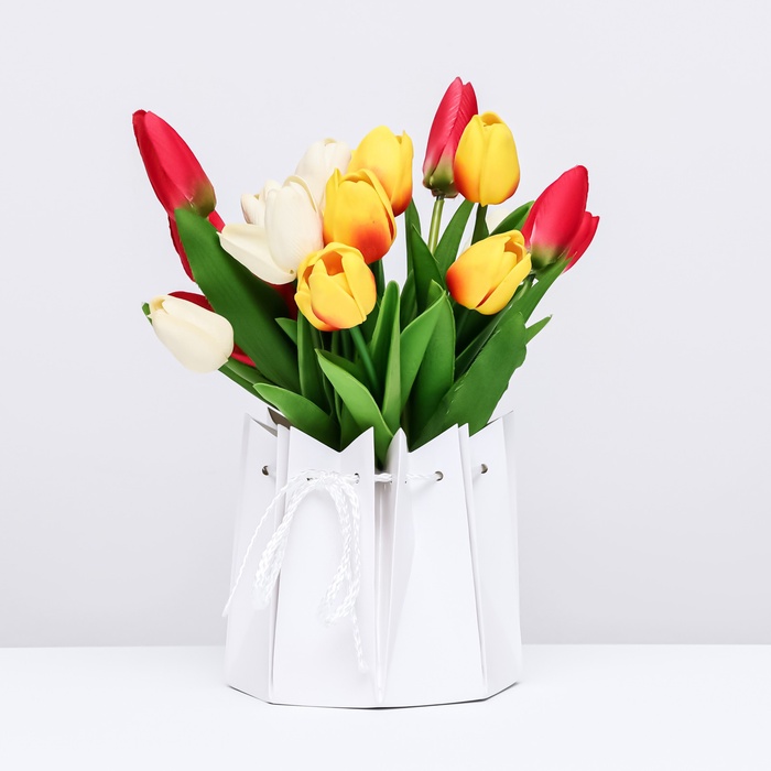 Аквабокс - коробка для цветов, 14×14 см, Белый