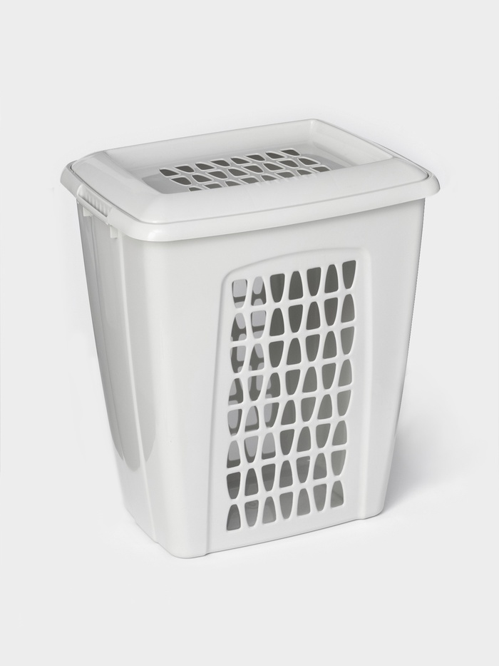 Корзина бельевая «Молетта», 45 л, 43×32×48 см, с крышкой, светло-серая
