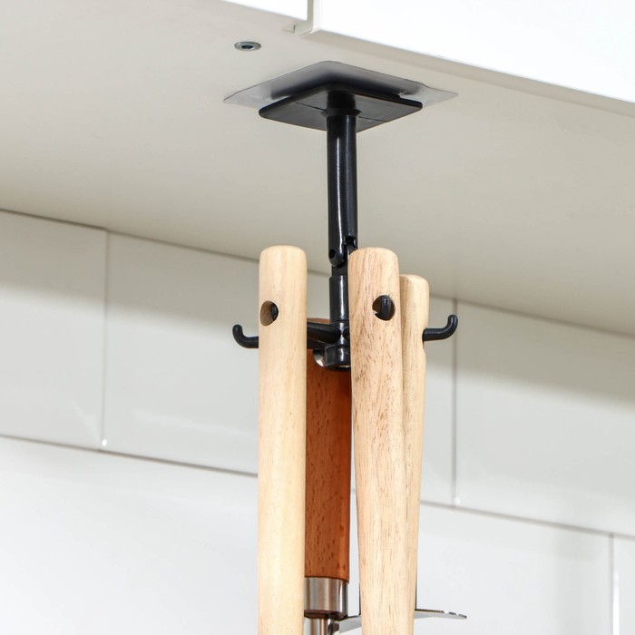 Держатель - крючок для кухонных принадлежностей Доляна Hold, пластик, чёрный