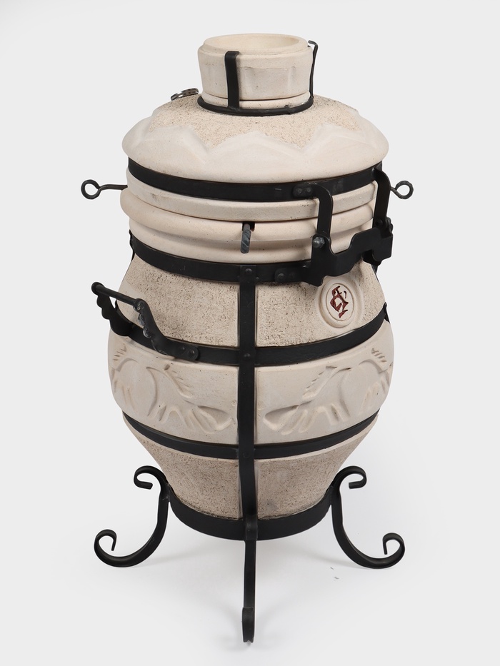 Тандыр «СамОбжар» с откидной крышкой, h=98 см, d=52 см, 97 кг, 12 шампуров, кочерга, совок