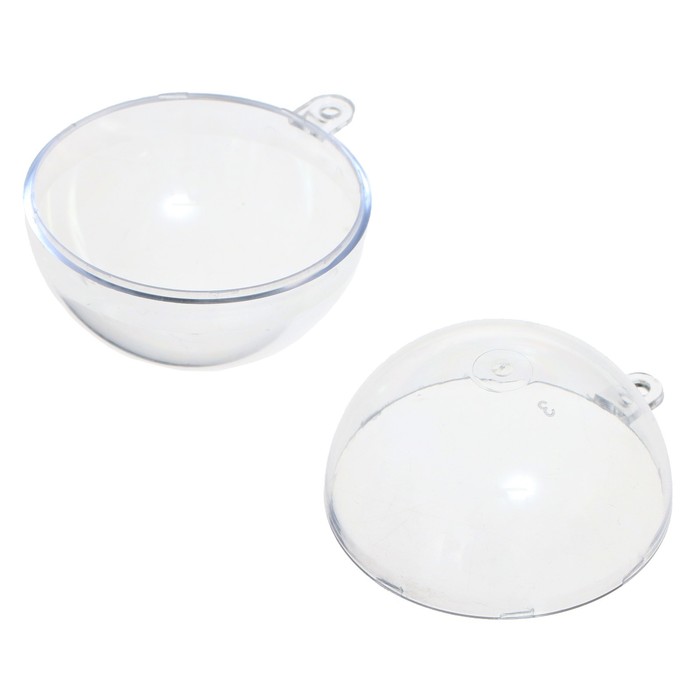 Ёлочный шар заготовка, прозрачный, подвеска, раздельные части, диаметр 6 см