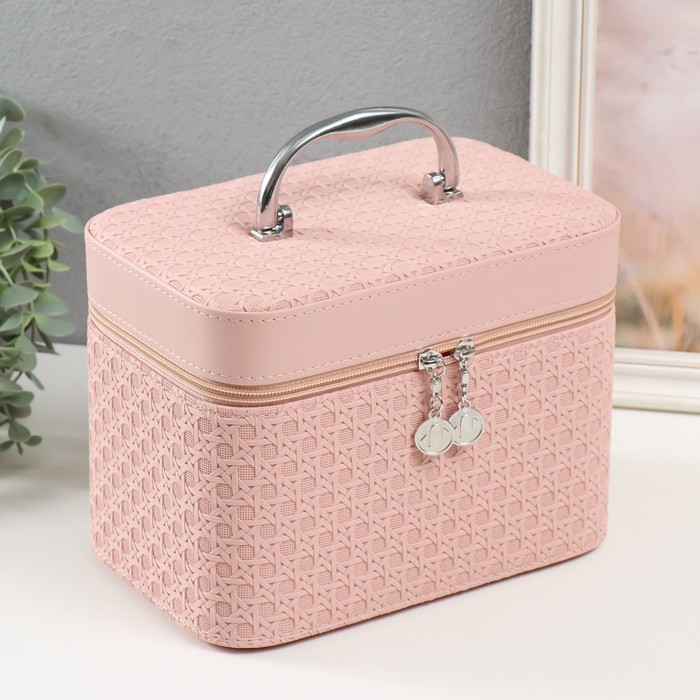 Набор шкатулок для украшений с зеркалом «Вязка. Розовый», 3 шт., искусственная кожа