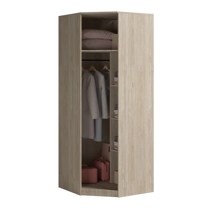 Шкаф угловой «Светлана», с зеркалом, 880×540×2070 мм, цвет дуб сонома/белый