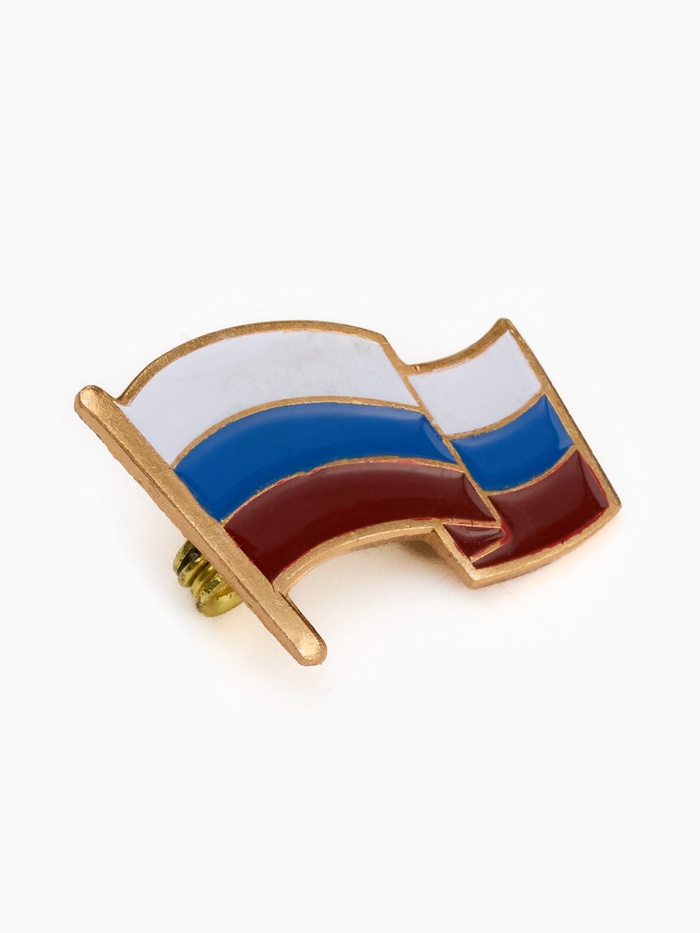 Значок «Флаг России», 2×2.5 см, цветной в золоте