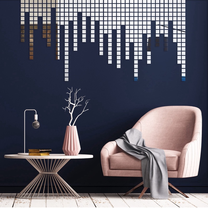 Зеркало настенное «Квадратики», на клеевой основе, акриловое, 392 шт., 2×2 см