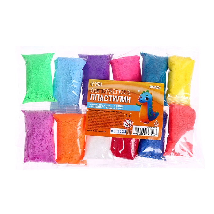 Воздушный пластилин, 12 цветов, МИКС