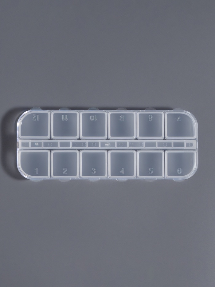 Органайзер для хранения мелочей, 12 ячеек, 13×5.3×1.3 см, прозрачный