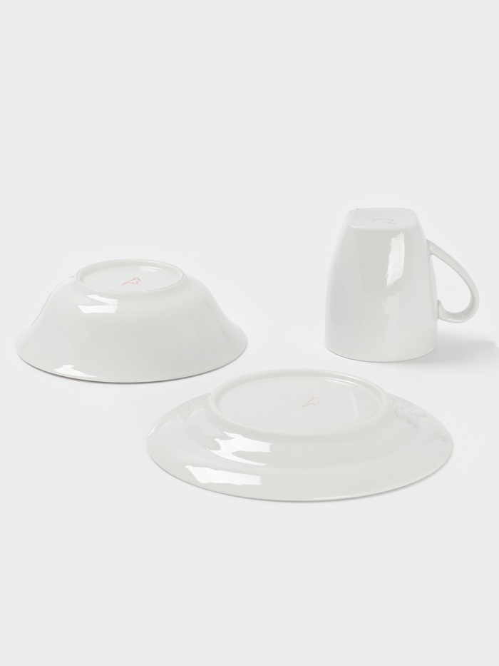 Набор детской посуды Дулевский фарфор «Ёжик», 3 предмета: тарелка 175 мл, миска 360 мл, кружка 210 мл, белый