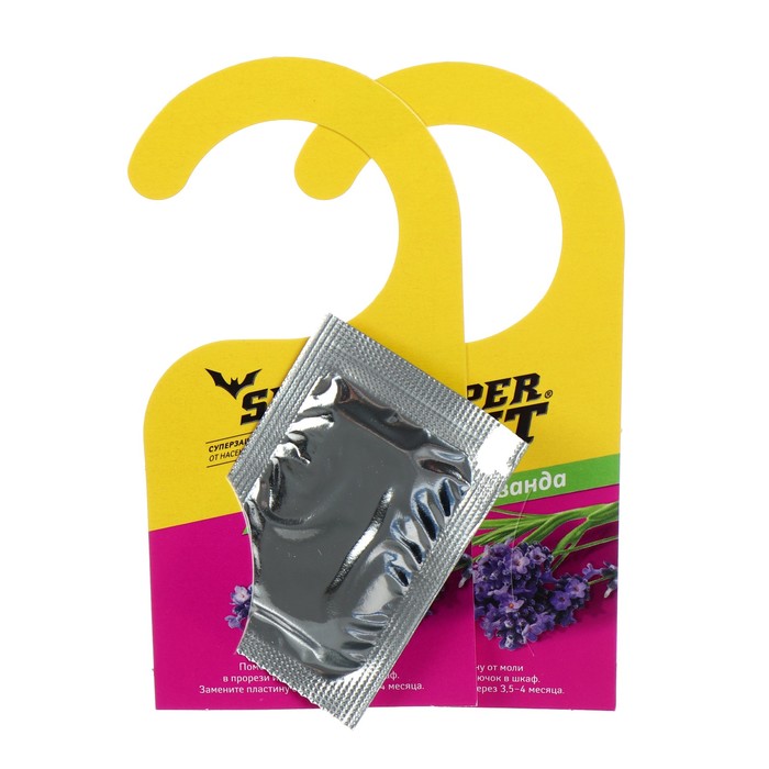 Пластины от моли SuperBAT, лаванда, 9 шт. + 2 крючка