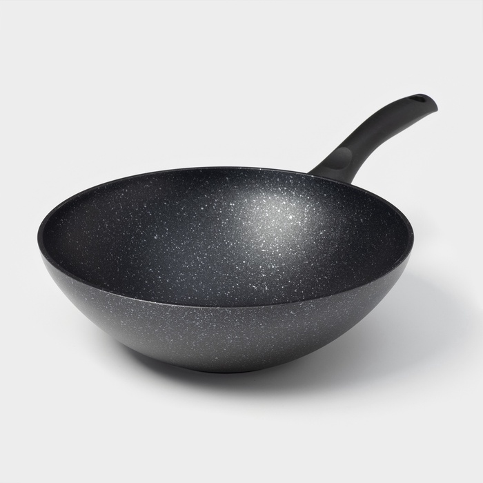 Сковорода - вок KUKMARA «Мраморная», d=28, антипригарное покрытие, алюминий, чёрная