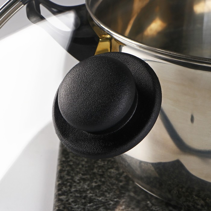 Крышка для сковороды и кастрюли Доляна, d=28 см, нержавеющий обод, пластиковая ручка, стекло, прозрачная