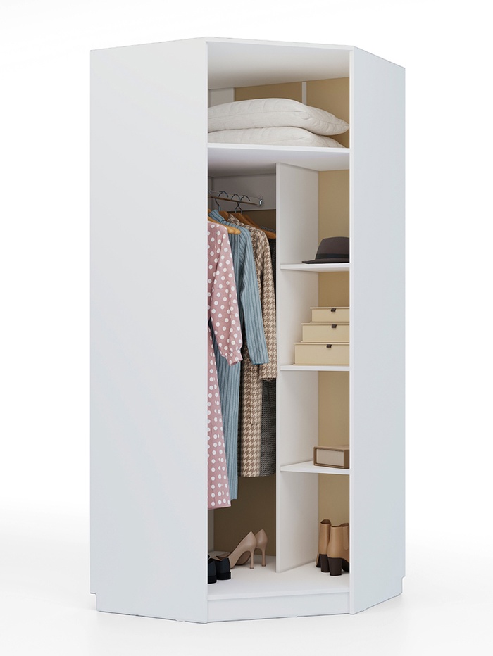 Шкаф угловой для одежды «Клик Мебель», 900×900×2100 мм, цвет белый