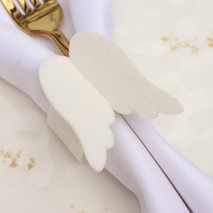 Набор декоративных новогодних колец для салфеток «Крылья», 2 штуки, d=5 см, 100% п/э, фетр