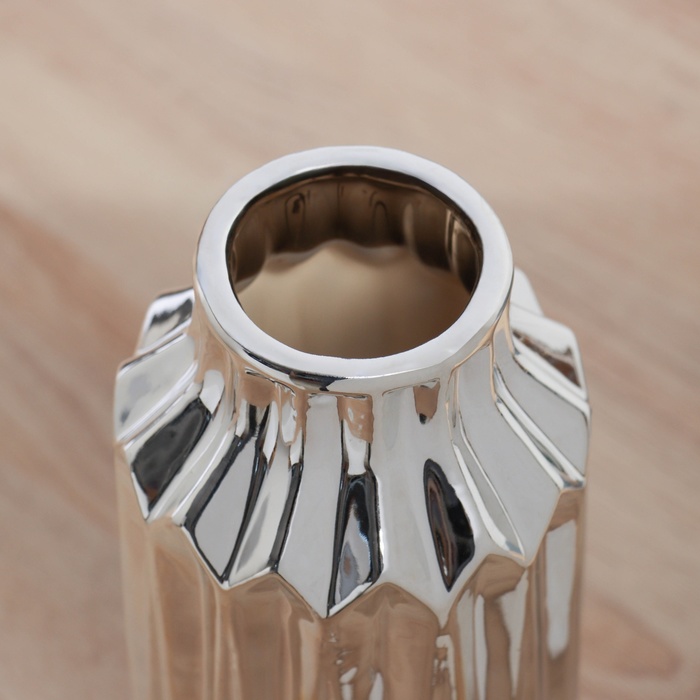 Ваза «Дарио», прямая, d=6 см, 22×9 см, керамика, серебристая