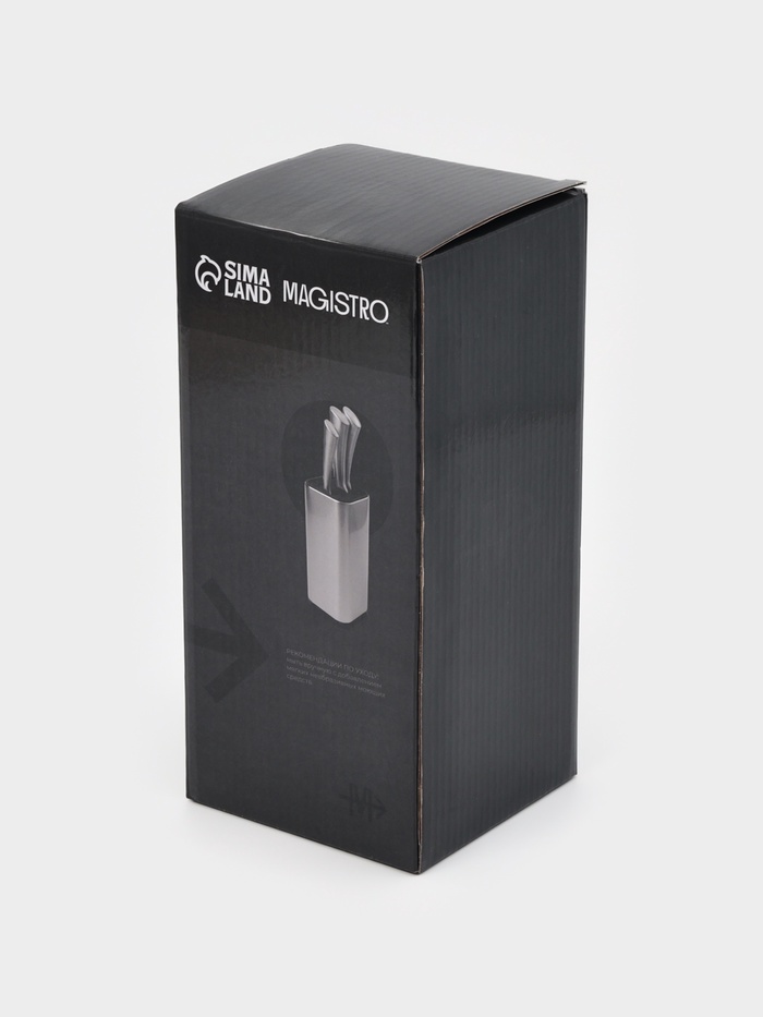 Подставка для ножей и ножниц Magistro «Металлик», 10×10×23 см, серебристая