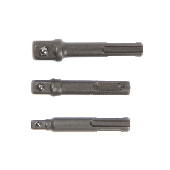 Набор адаптеров для торцевых головок ТУНДРА, SDS-plus, 1/2×75, 3/8 и 1/4" × 65 мм, 3 шт.