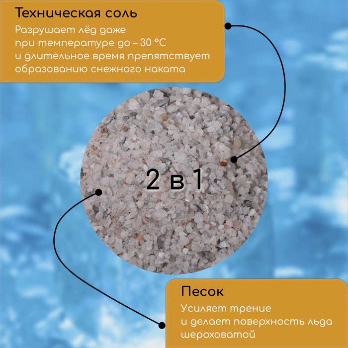 Реагент противогололёдный, пескосоль, 10 кг, работает при – 30 °C, в мешке, Greengo