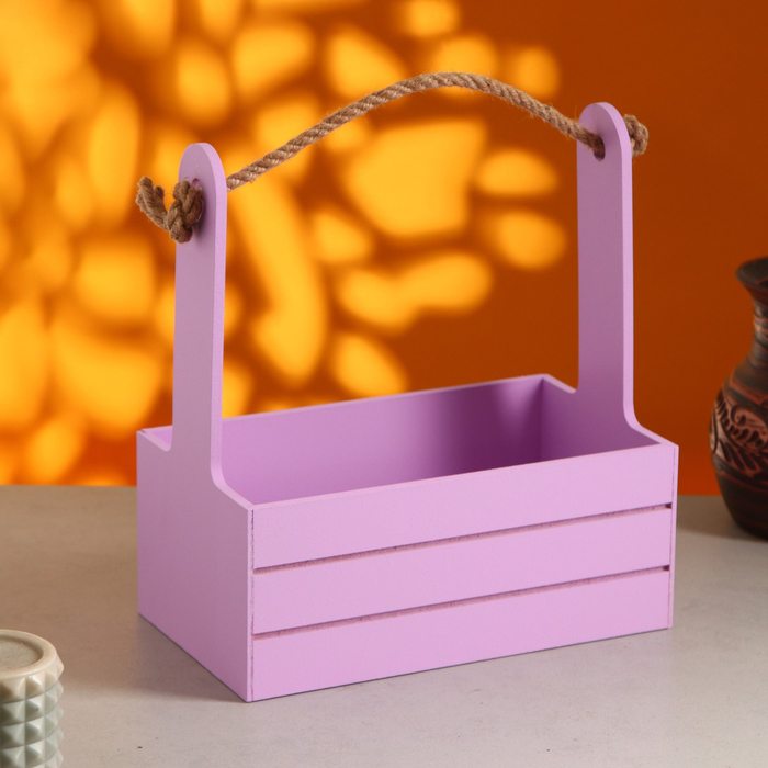 Подарочный ящик «Аром», деревянный, ручка - канат, сиреневый, набор 3 шт.