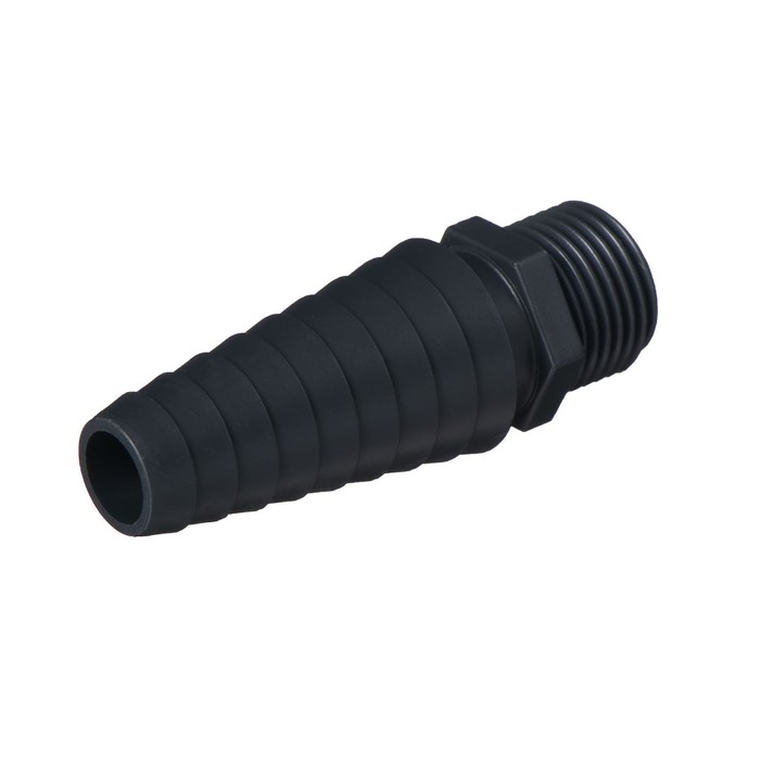 Штуцер, наружная резьба 1/2", для шлангов от 1/2" − 1" (25 мм), пластик