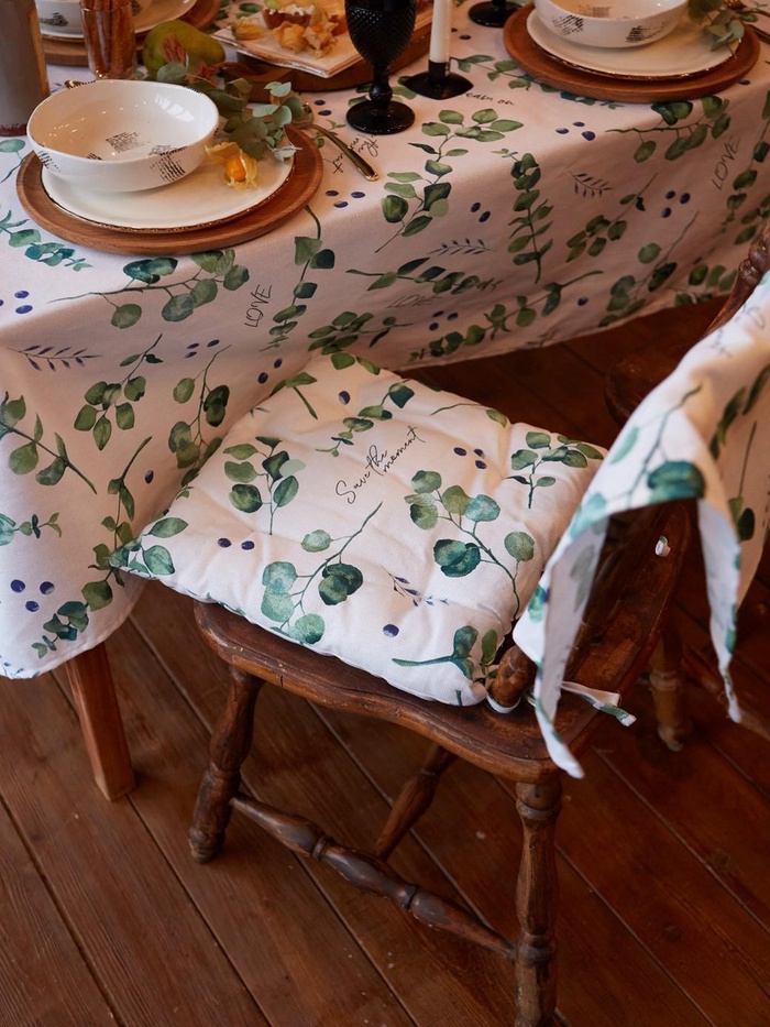 Подушка на стул «Доляна» Eucalyptus, 42×42×7 см, белая