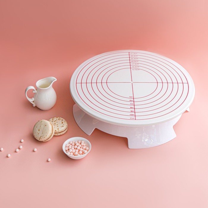 Подставка для торта вращающаяся, d=30.5 см, с рычагом-блокиратором вращения, с разлиновкой