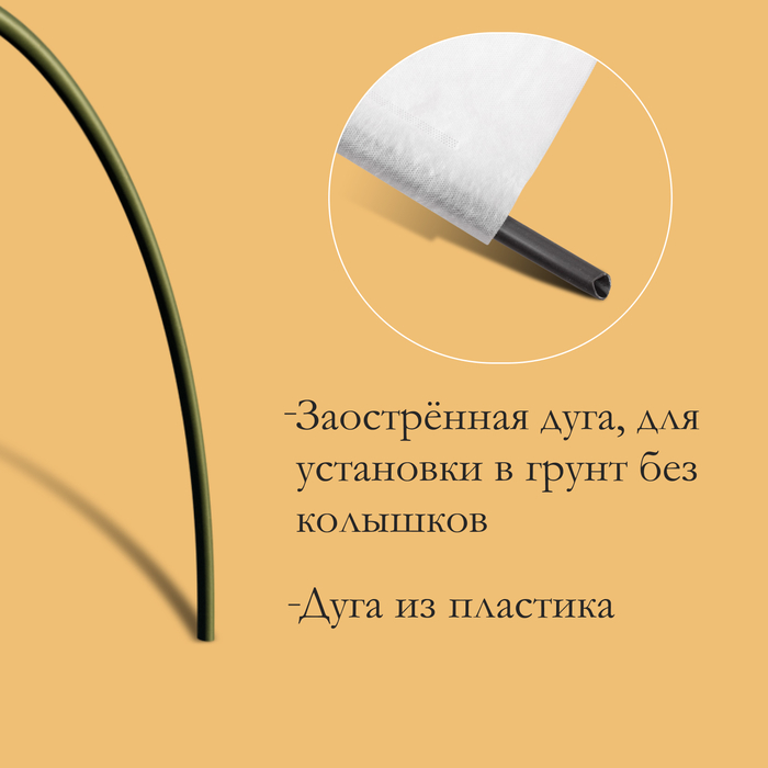 Парник прошитый, длина 3 м, 4 дуги из пластика, дуга L = 2.4 м, d=16 мм, спанбонд 35 г/м², «уДачный»
