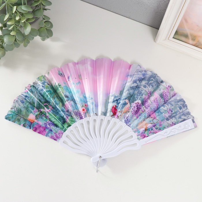 Веер складной «В тропиках», 23 см, МИКС